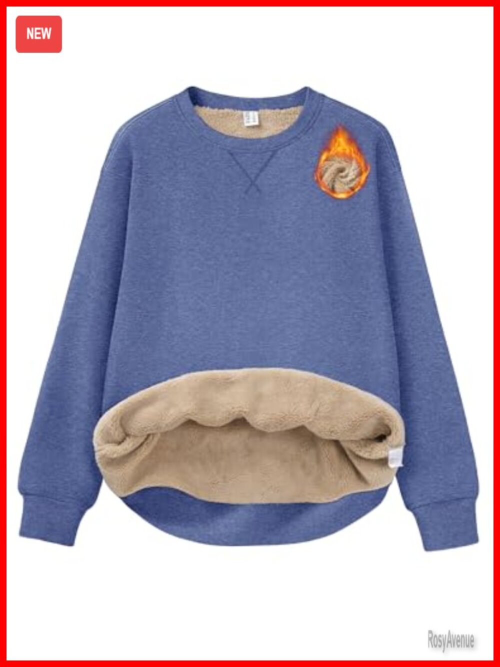 Fleece Sherpa Lined Sweatshirt Warm Crewneck Pullover